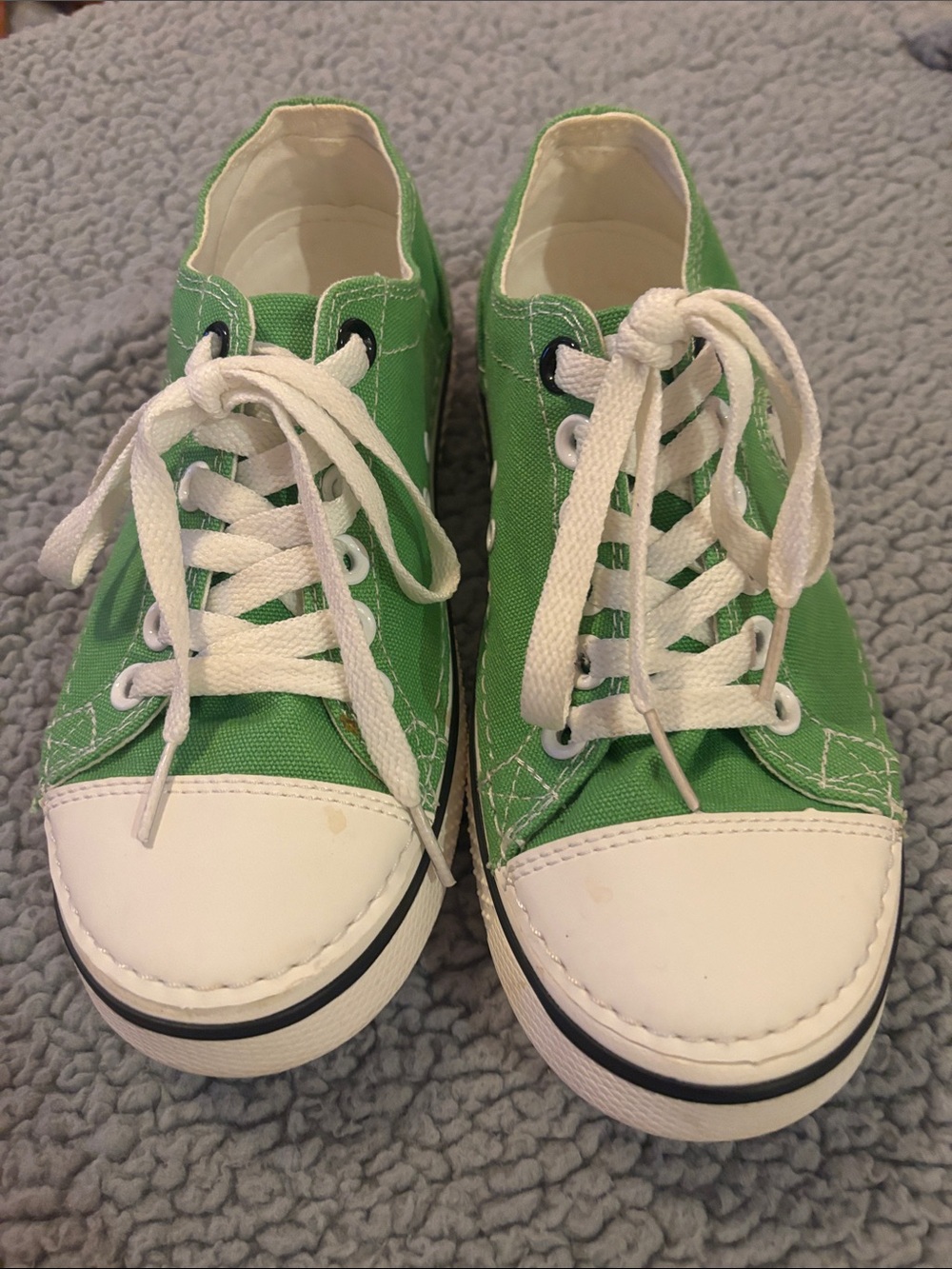 CROCS Kids Green Canvas Lace-Up Sneakers with White Accents